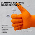 Orange Diamond pattern Industry nitrile blend gloves